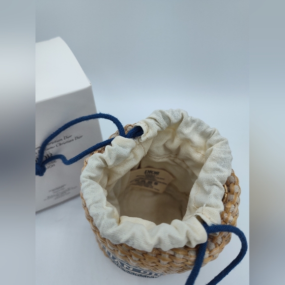 Christian Dior Paris Woven Straw Mini Trousse Pouch Boxed - Picture 2 of 6